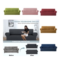 【Stock】1/2/3/4 Seater Waterproof Sofa Cover L Shape Stretch Sarung Sofa Couch protector Universal Slipcover 摇粒绒沙发罩