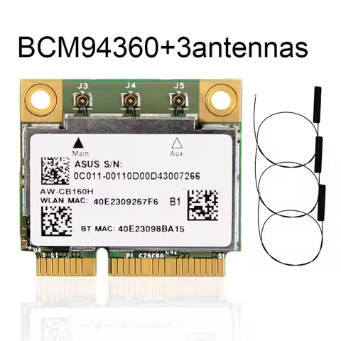 AW-CB160H Broadcom BCM94360HMB 802.11AC 1300Mbps Wireless WIFI WLAN Bluetooth 4.0 Mini PCI-E Card + 