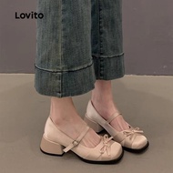 Elegant Plain Bow French Satin Square Head Block Heel Heel for Women LFA75035