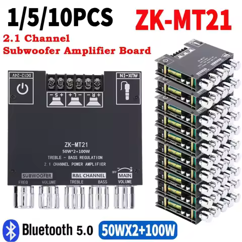 ZK-MT21 2.1 Channel Subwoofer Digital Power Amplifier Board Bluetooth 5.0 CS8673E 2*50W+100W Power A