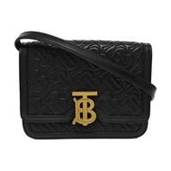 Burberry TB 迷你 黑色牛皮TB單肩包斜挎包 金色五金 可拆卸肩帶