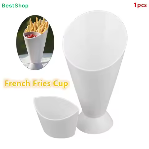 〔Elva〕2-in-1 French Fries Cone with Sauce Cup - Portable Plastic French Fry Holder for Parties & Sna