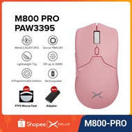 Delux M800 PRO PAW3395 Gaming Mouse DPI MAX 26000 Wired 2.4G Bluetooth Wireless 500mAh Rechargeable 
