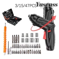 YUSENSS 3/15/47PCS 3.6v Electric Screwdriver Kit, Portable Power Tool Screw Removal Rechargeable Cor
