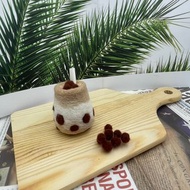 台灣之光 珍珠奶茶羊毛氈鑰匙圈 布丁瓶造型