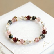 魔女宅急便　石榴石黑髮晶拉長石草莓晶手鍊- 獨立勇氣