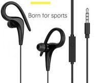 Others - 線控3.5mm耳咪耳掛式入耳式運動重低音有線耳機（PVC圓線黑色）