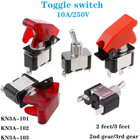 1Pcs KN3A-101 Toggle Switch Rocker Arm 2Pin 2/gear ON-OFF10A 125V/250V AC KN3A-102 KN3A-103 Cap 12V