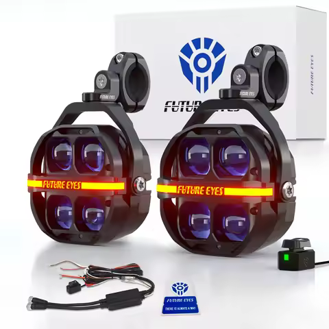 Future Eyes X100 - 180W Motorcycle Fog Lights – LED Driving Lights with Amber & White Beams, IP67 Wa