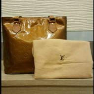 Louis Vuitton LV咖啡金 Vernis tote 漆皮托特包 購物包 天心包