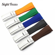 20mm Curved End Silicone Rubber Watch Band For Rolex Strap RX Submariner GMT Explorer 2 Milgauss Bra