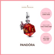 Pandora Dice Charm with Gold-Enameled Red Murano Glass