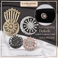 Kerongsang Dokoh Songkok Bulan Bintang Sabit Single Pin Pengantin Tanjak Melayu Muslimin Brooch For 