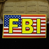 American FBI PVC Soft Rubber Patch Badge Star Stripe Flag Yellow with Hook