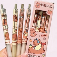 4PCS/Set Cute Capybara Gel Pen Cartoon Black Ink Pen 0.5MM Refill Quick Dry Writing Pen Soft Touching Neutral Pen Stationery