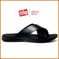 FITFLOP_SURFER WATER-RESISTANT LEATHER รองเท้าแตะผู้ชาย ZH4 Plus Size：eu38-47 รองเท้าผู้ชาย สี: สีดำ
