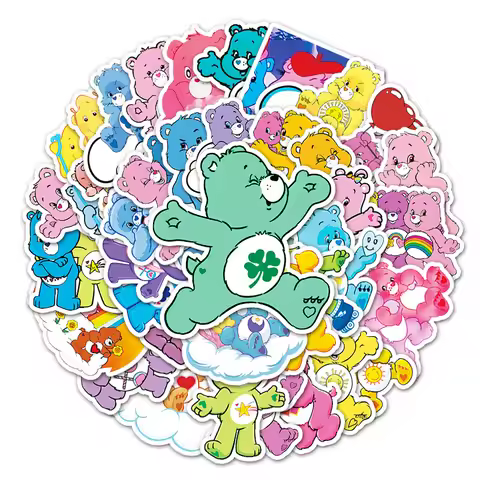50pcs Care Bears Kawaii Stickers Trunk Notebook Suitcase Water Cup Ipad Laptop Scooter Sticker Ornam