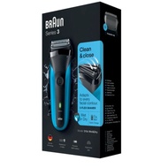 Braun electric shaver Series 3 310s- rechargeable electric shaver-black and blue with one year warra