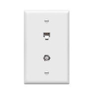 ENERLITES Combination Coaxial TV Cable / RJ11 Telephone Jack Wall Plate, F-Type F81 Connector, 6-Pos