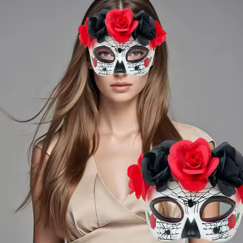 1PC-6PC Ladies' Half Face Mask Suitable For Role-Playing Props Such As Halloween Day of the Dead cos