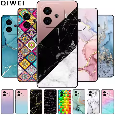 For iQOO Z9 Turbo Case Soft Silicone Fashion Marble Shockproof Covers for Vivo iQOO Z9Turbo TPU Coqu