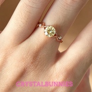 S925 Golden 1ct Moissanite Ring Adjustable Ring Size