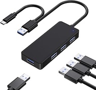 USB 3.0 Hub, ziyuetek 4 Port Ultra-Slim Data USB Hub with 2 Way USB Cable Type-c USB 3.0, for Laptop MacBook, Mac Pro, Mac Mini, iMac, Surface Pro, XPS, PC, Flash Drive, Mobile HDD
