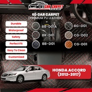 6D Car Carpet Honda  Accord  ( 2012- 2017 ) Carpet Car Mat Premium PU Leather Customized Fit Karpet 