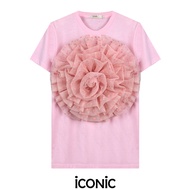 PRE-ORDER 10-14 วัน iCONiC VALEN ROSE  T-SHIRT #7299 เสื้อยืด ตกแต่ง ดอกกุหลาบ ระบาย ลูกไม้ ลายหัวใจ
