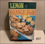 懷舊 餅乾鐵罐 BAKELAND 檸檬香橙 夾心餅 lemon orange puff （27）