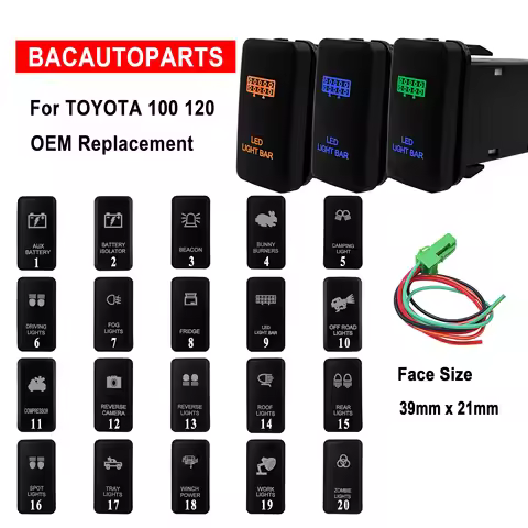 Single Push Button Switch Blue/Orange/Green&Blue Led ON OFF 12V Wire For Toyota Landcruiser 75 76 78