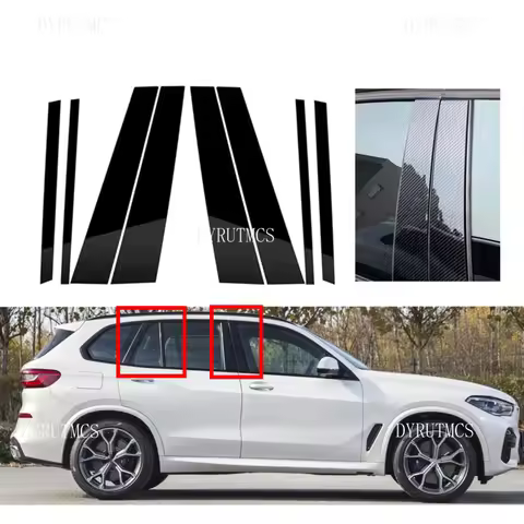 Silver Carbon Gloss Black Pillar Post Fit For BMW X5 G05 G18 iX5 2019 2020 2021 2022 2023Window Door