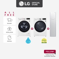 LG FV1409S3W 9KG Front Load Washing Machine + TD-H10VWD 10KG, Dual Inverter Heat Pump dryer + S3WF 5.2kg