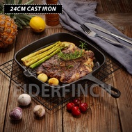 24cm Preseasoned Cast Iron Frying pan Grill Pan Square Cast Iron Pan