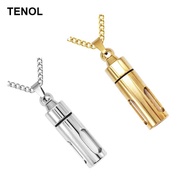 [TENOL] Stainless   Container Cylinder Tube Memorial Jewelry Keepsake Necklace