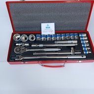 EURO KING TOOLS ชุดบล็อก 24 ชิ้น/ชุด 1/2" (4หุน) ลูกบล็อกสั้น 12 เหลี่ยม ชุบโครเมี่ยม แท้ 100%