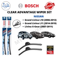 BOSCH Clear Advantage U Hook Wiper Set Nissan Grand Livina L10 L11 2006-2019 / Livina X-Gear 2007-20