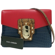 近全新 Dolce & Gabbana Lucia 單肩包，鱷魚皮與蟒蛇皮RED[二手] DOLCE & GABBANA