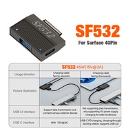 PD 45W Fast charging Female Type C To Power Adapter With USB A 3.1 Port For Microsoft Surface Pro 3/