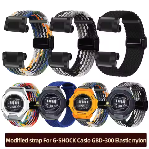 Modified strap For G-SHOCK Casio GBD-300 GBD 300 GBD300 Series Elastic nylon watchband Magnetic fold