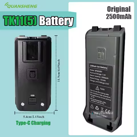 100% Original Quansheng TK11 5 Walkie Talkie Battery 2500mAh Type-C Charging For TK11(5) Radios Rech