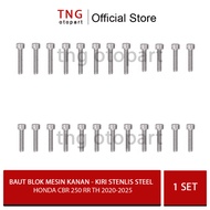 MESIN Honda CBR 250 RR Engine Block Bolts 2020-2025 Stainless Steel / Honda CBR 250 RR Right and Lef