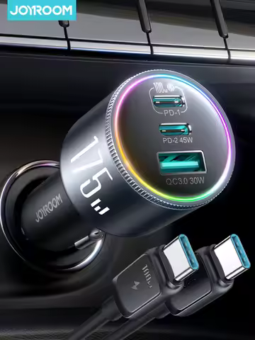 Joyroom 175W USB C Car Charger 3-Ports QC 3.0 For Samsung iPhone 17 16 Xiaomi 100W Fast Charging Ada