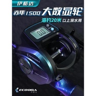伊酷達 赤隼 ERF1500/1000數顯輪 鼓輪海釣輪船釣輪計數輪 魚線輪