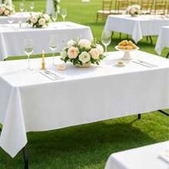 4pcs/Set 137x183cm White Disposable Rectangular Plastic Tablecloth, Suitable For Birthday Party, Wed