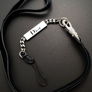 Christian Dior 水鑽扣 logo名牌手機吊飾 掛脖 經典珍藏 正品