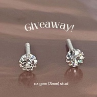 FREE cz gem stud (3mm)