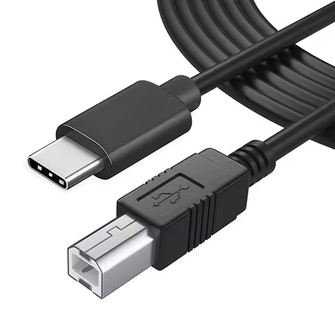 1M 2M 3M USB-B to Type-C Adapter Cord USB 2.0 Printer Cable Compatible with Macbooks HP Canon Dell E