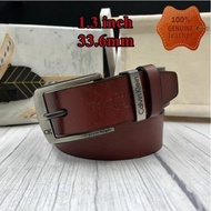 Lee 100% Full Leather Belt Casual Leather Belt Genuine Full Cowhide Leather Tali Pinggang Kulit Lela