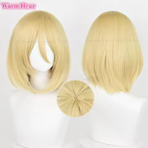 Annie Leonhart Synthetic Hair Unisex 36cm Gold Cosplay Anime Wig Heat Resistant Hair Halloween Party